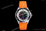 BLS Factory Breitling Superocean Cal.17 Movement 42mm Deep Orange Band Black Face Watch